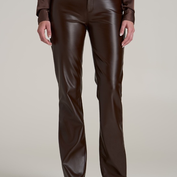 American Tall Faux Leather Straight Leg Pants for Tall Women in Espresso Size 29 - Picture 3 of 5